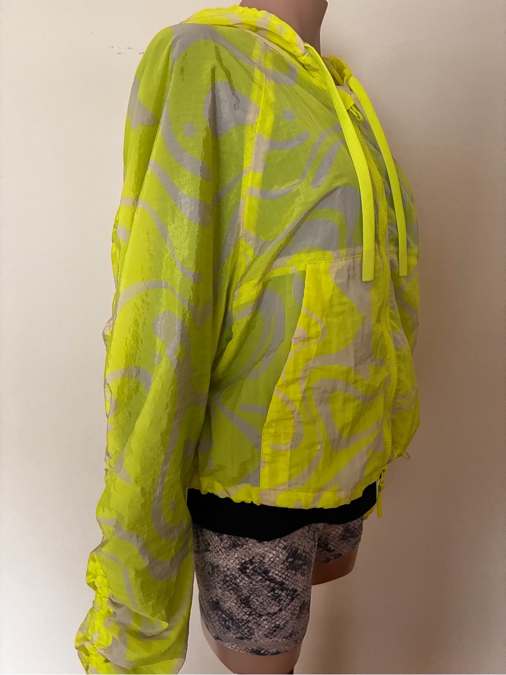 JoyLab Neon Yellow Hooded packable windbreaker Full Zip lightweight Jacket M - Picture 4 of 9